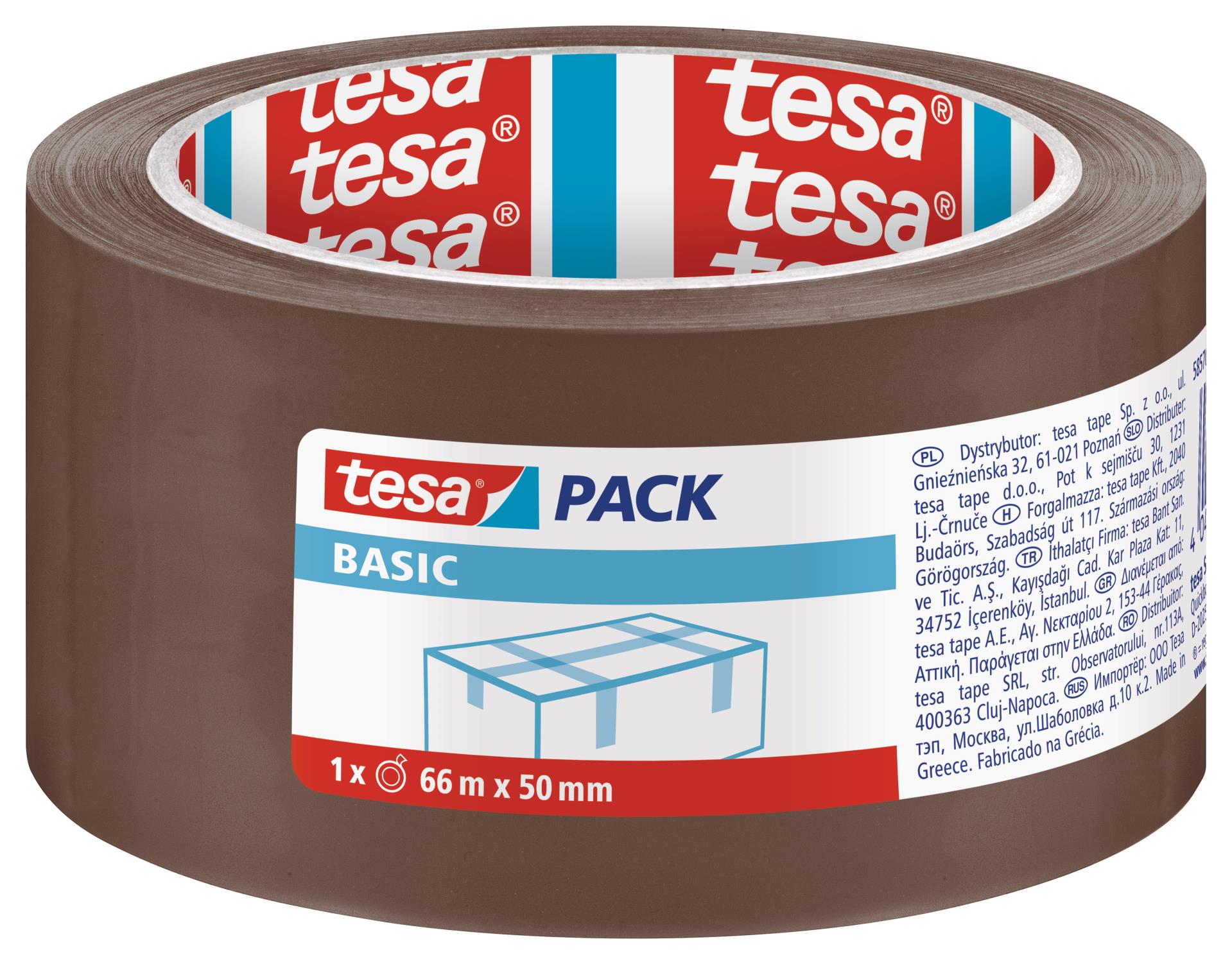 Balicí páska Tesa Basic - 50 mm x 66 m, hnědá