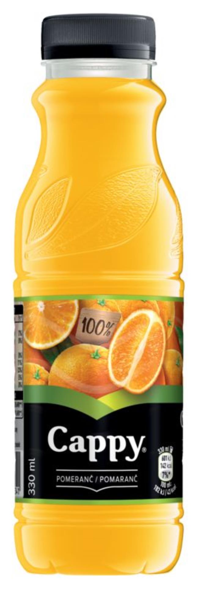 Džus Cappy - pomeranč 100%, 0,33 l, 12 ks