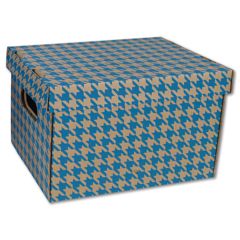 Emba Dekorativní krabice - 22,5 x 20 x 30 cm, modrý tisk, 2 ks