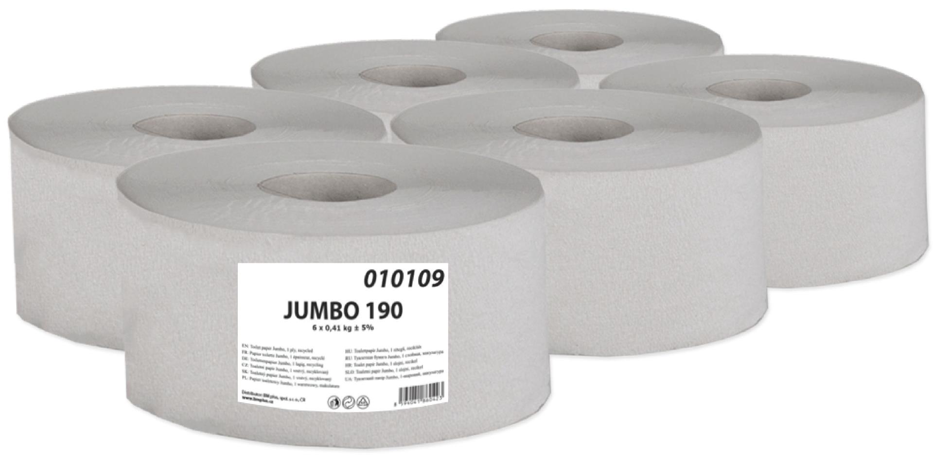 Primasoft Toaletní papír Jumbo, jednovrstvý, 19 cm, 6 rolí
