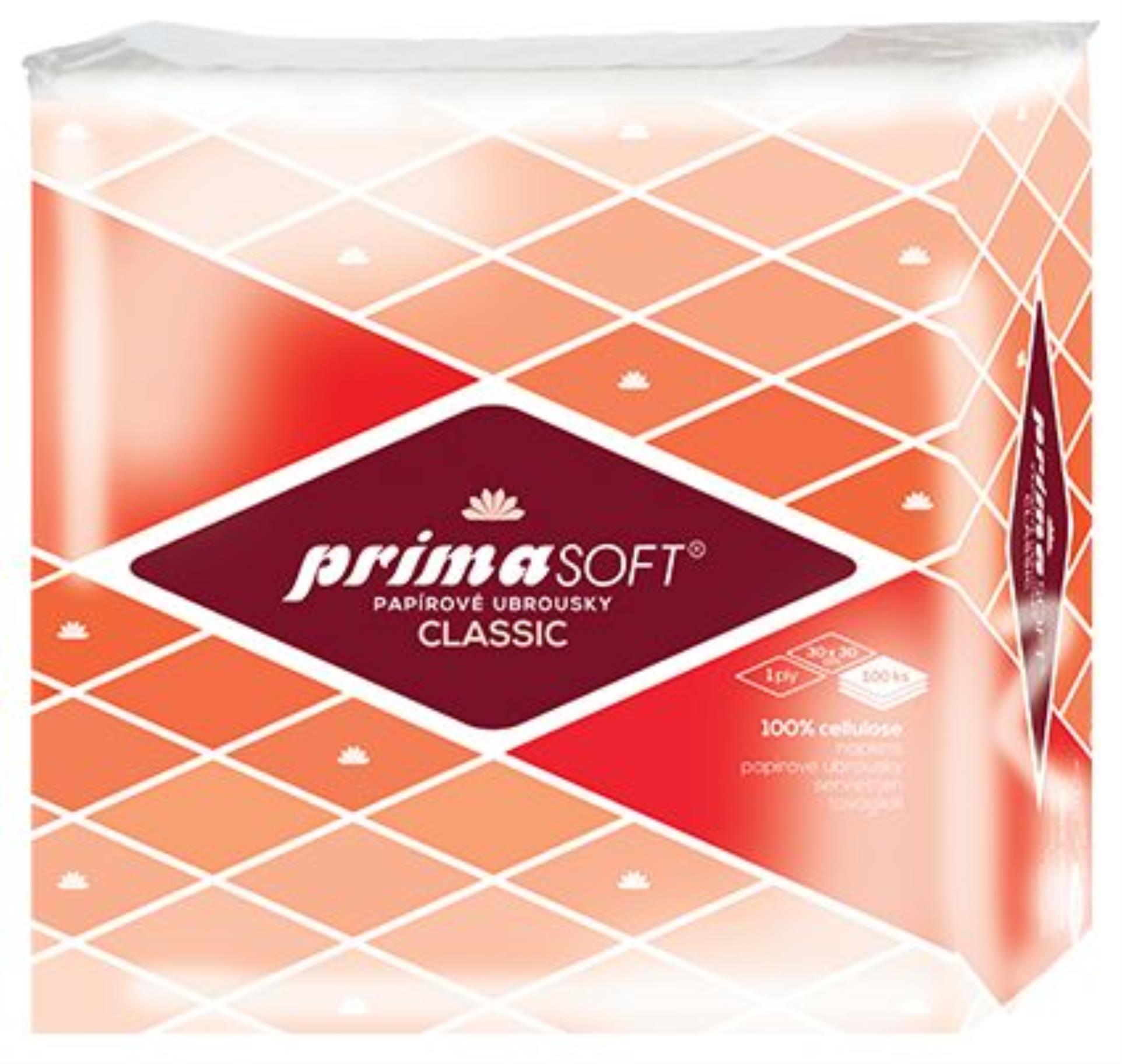 Papírové ubrousky Primasoft jednovrstvé, bílé, 100 ks
