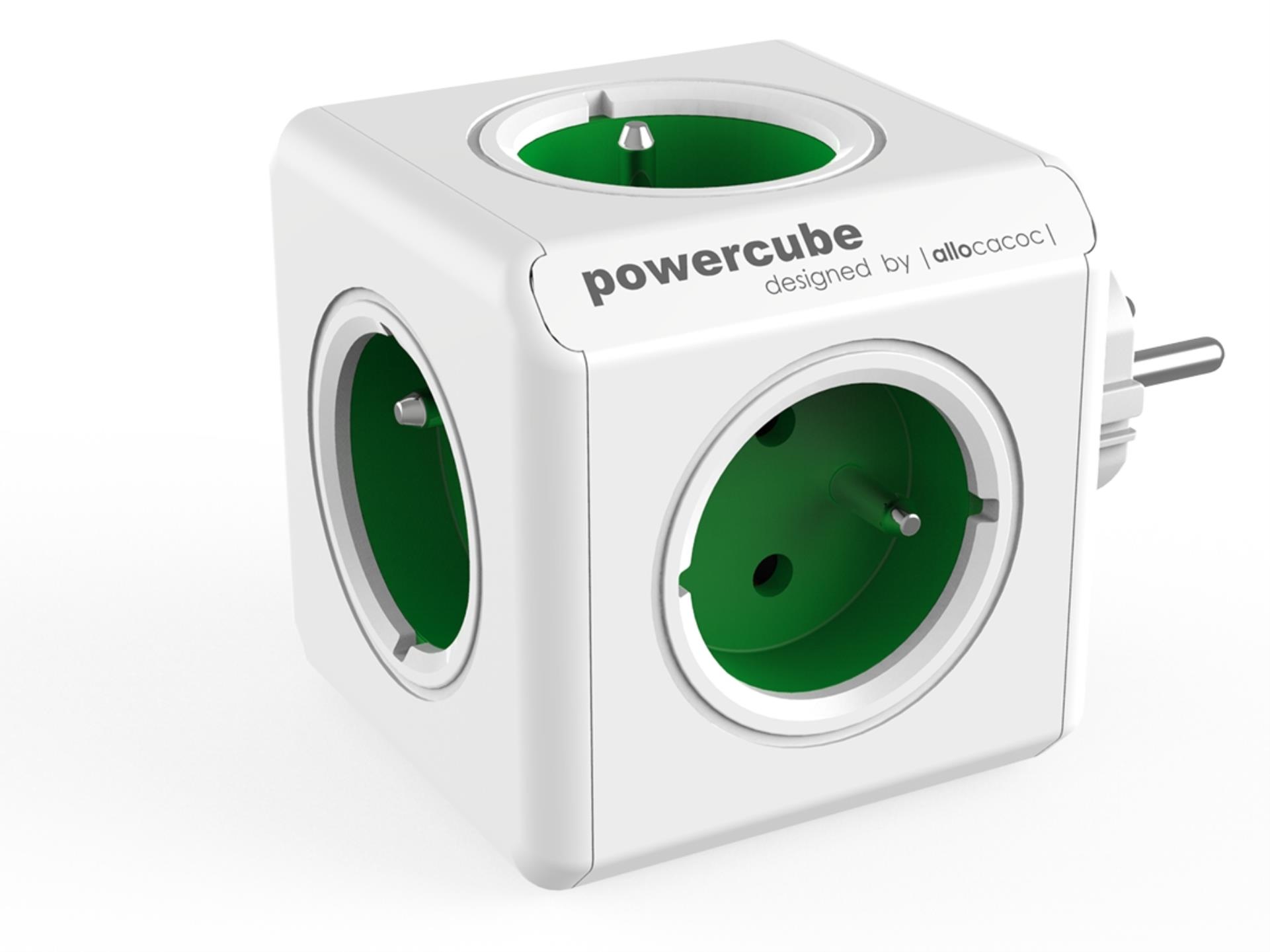 Rozbočka PowerCube Original, 5x zásuvka, zelená
