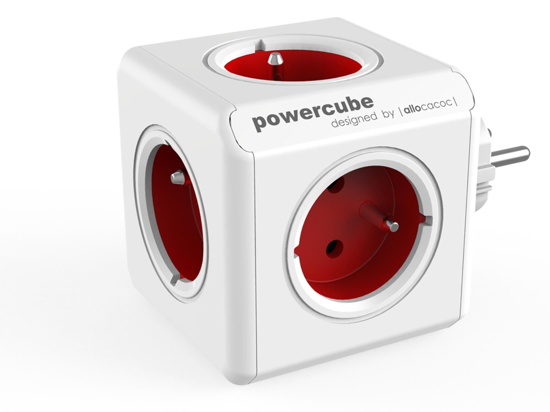 Rozbočka PowerCube Original, 5x zásuvka, červená