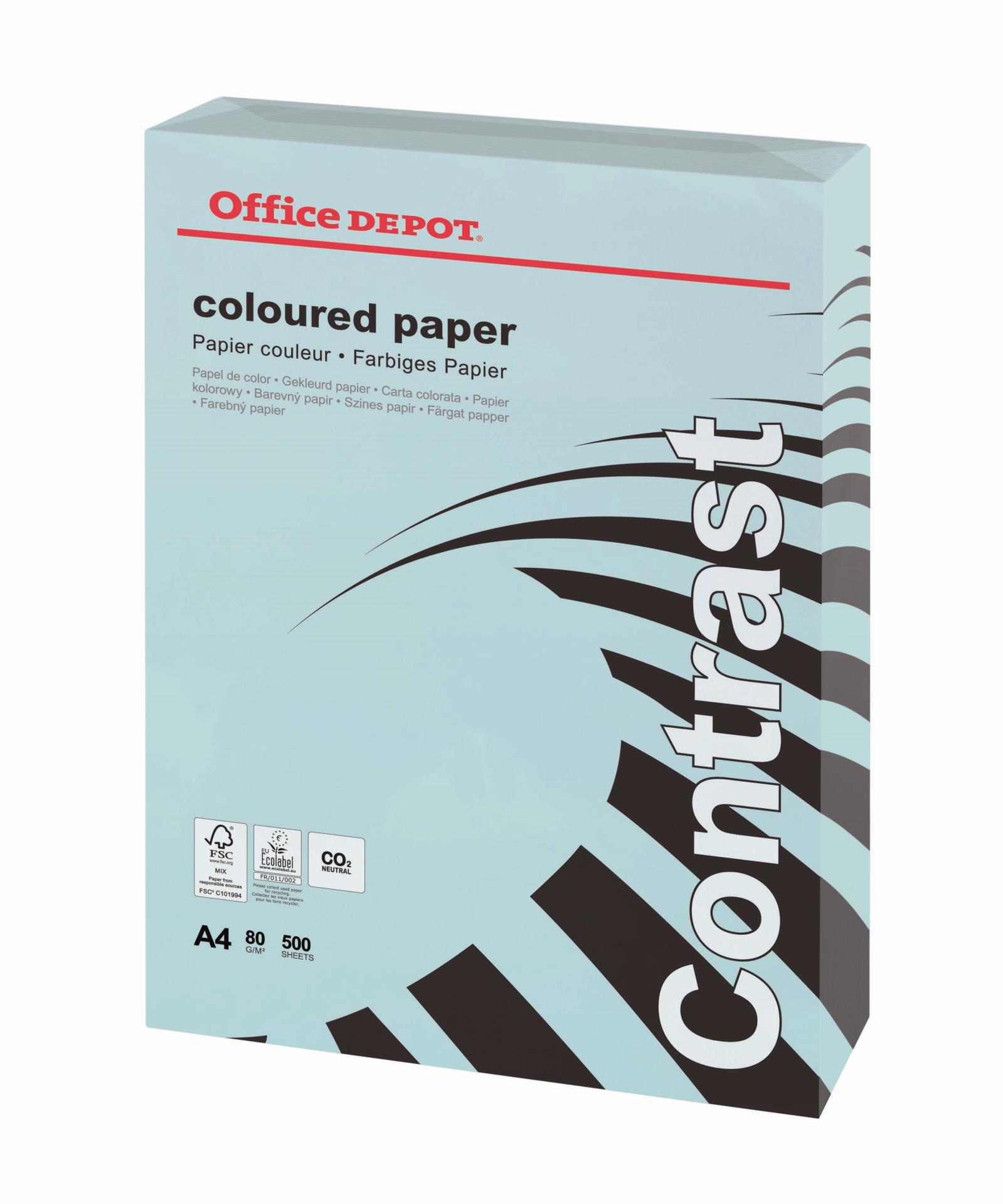 Barevný papír Office Depot Contrast - A4, pastelově modrá, 80 g, 500 listů