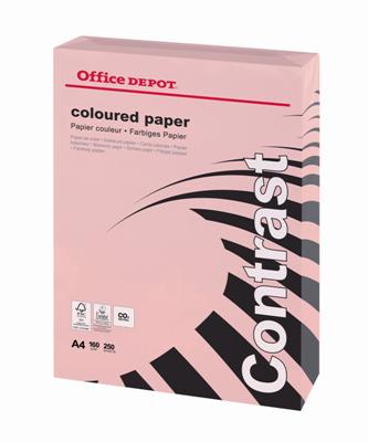 Barevný papír Office Depot Contrast - A4, pastelově růžová, 160 g, 250 listů