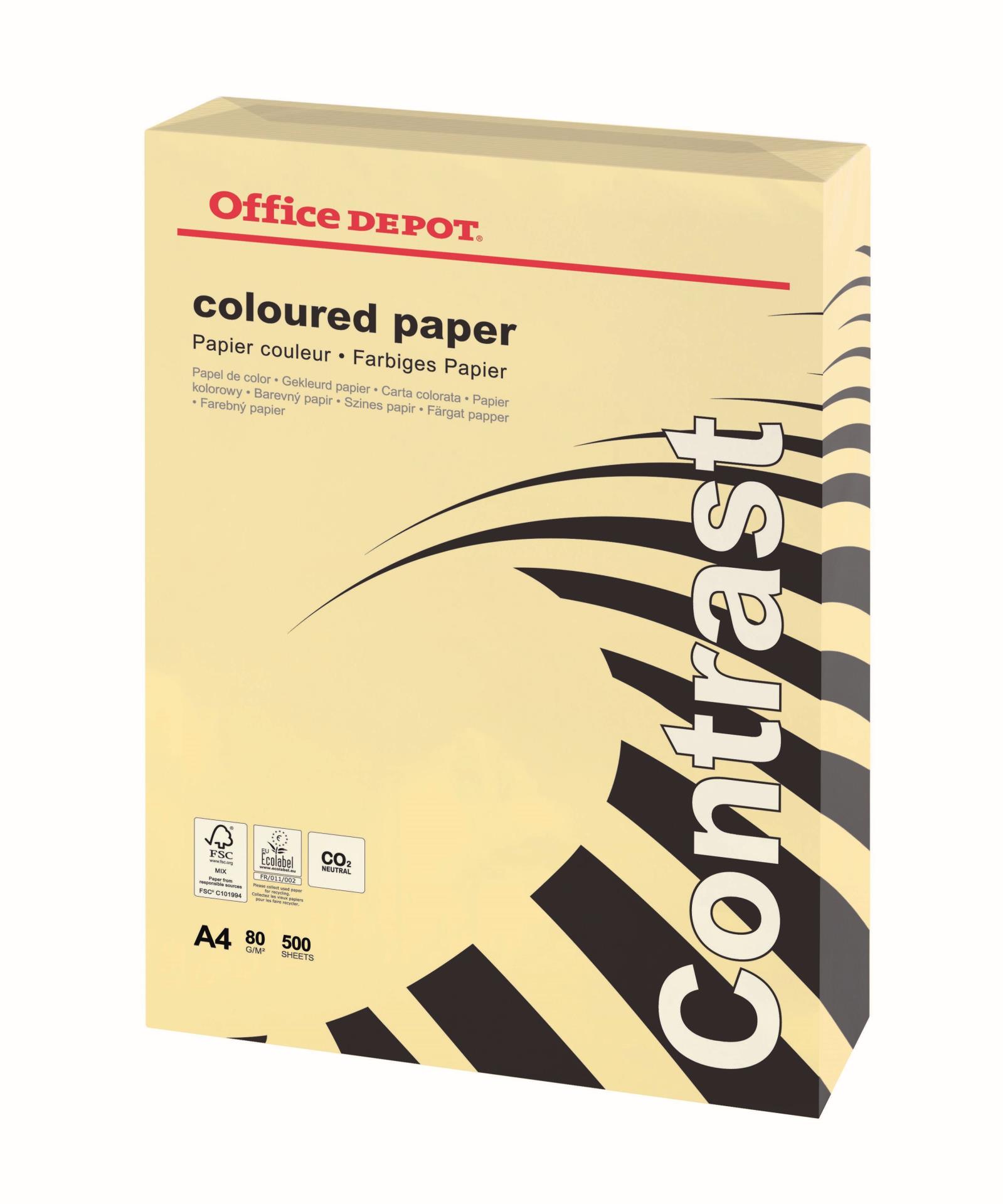 Barevný papír Office Depot Contrast - A4, krémová, 80 g, 500 listů