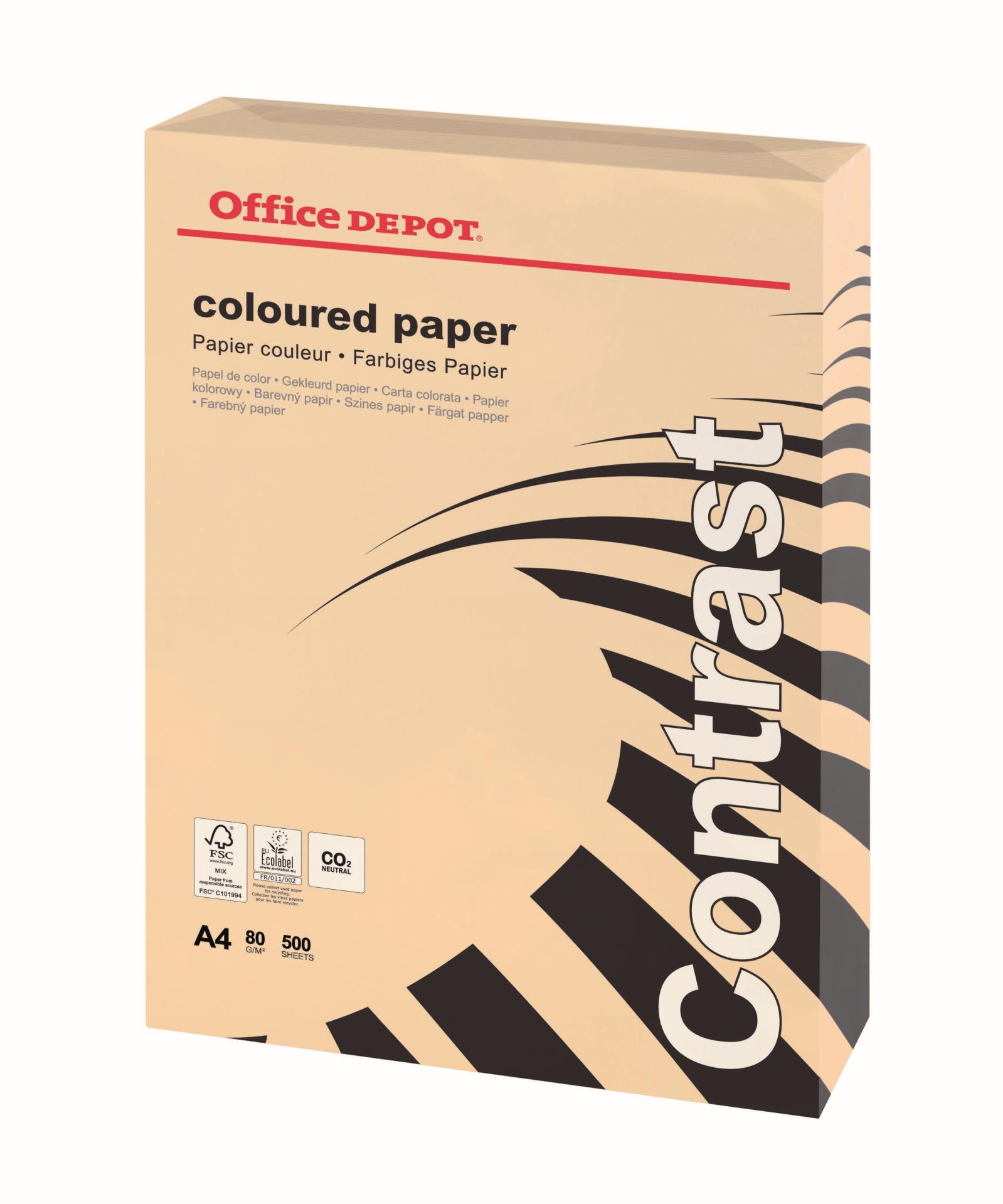 Barevný papír Office Depot Contrast - A4, lososová, 80 g, 500 listů