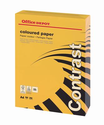 Barevný papír Office Depot Contrast - A4, intenzivní oranžová, 160 g, 250 listů