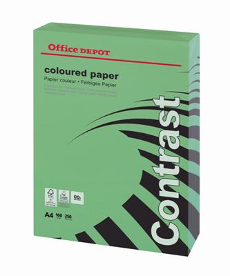 Barevný papír Office Depot Contrast - A4, intenzivní zelená, 160 g, 250 listů