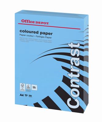 Barevný papír Office Depot Contrast - A4, intenzivní modrá, 160 g, 250 listů