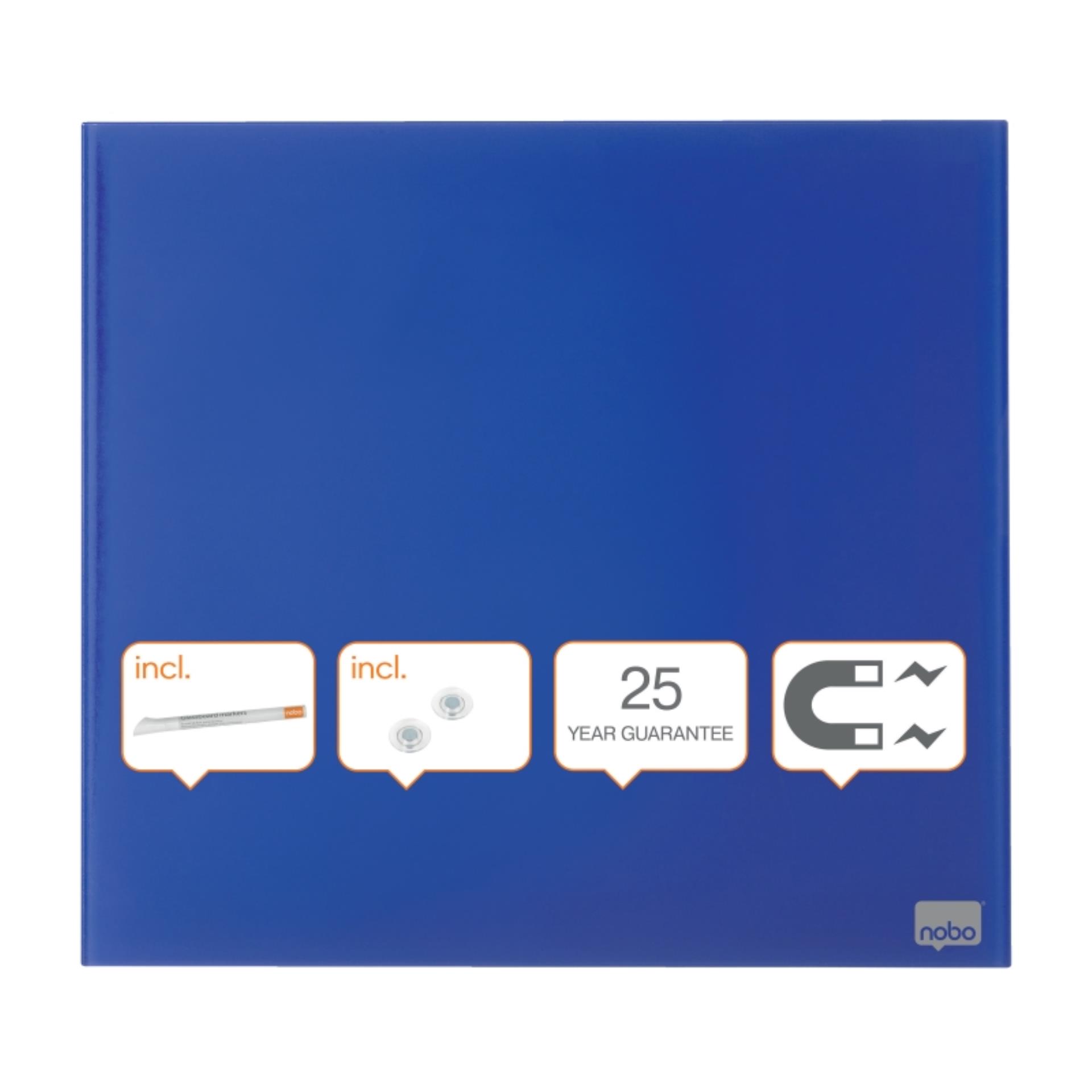 Skleněná magnetická tabule Nobo, 45x45 cm, modrá